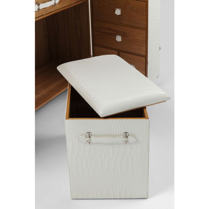 Wardrobe Trunk Office Croco White